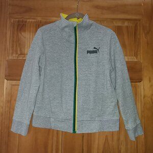 Boys Puma Fast Track Gray/Yellow/Green Lightweight Zip Up Jacket